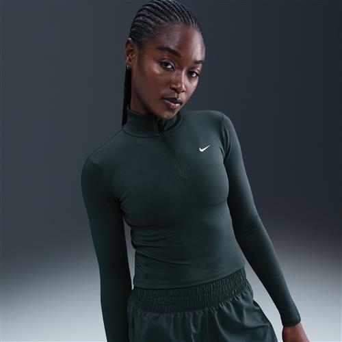 Nike One Fitted Dri-FIT-mellemlag med 1/4-lynlås til kvinder - grøn