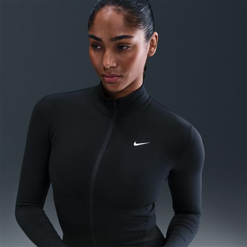 Nike One Fitted Dri-FIT-jakke med lynlås i fuld længde til kvinder - sort