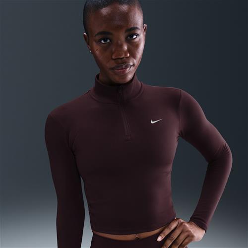 Nike One Fitted Dri-FIT-mellemlag med 1/4-lynlås til kvinder - rød