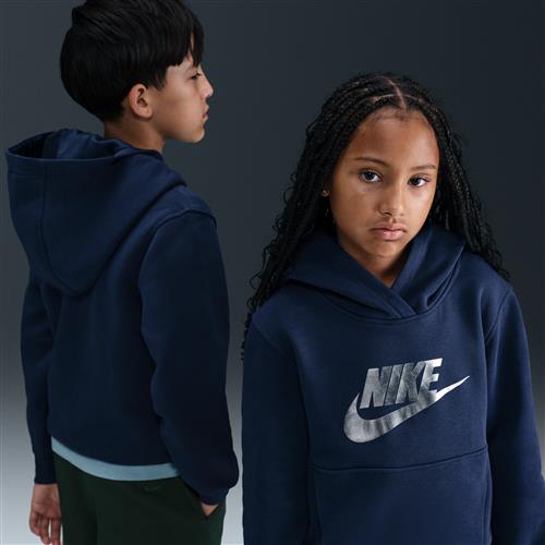 Nike Club Fleece-hættetrøje til større børn - blå