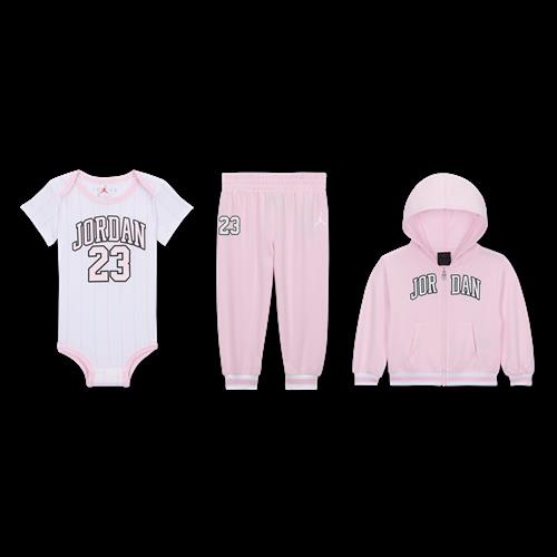 Tredelt Jordan 23-hættetrøjesæt med fuld lynlås til babyer (6-12 M) - Pink