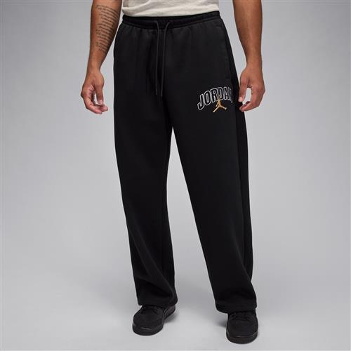 Oversized Jordan Brooklyn Fleece-bukser med åben kant til mænd - sort
