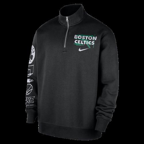 Boston Celtics Courtside Nike NBA Club-top med 1/2-lynlås til mænd - sort