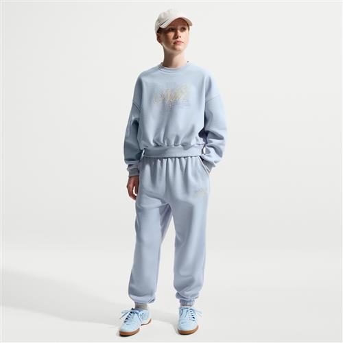 Løstsiddende Nike Club Fleece-bukser med grafik til piger - grå