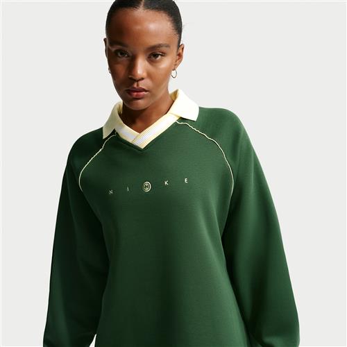 Oversized Nike Phoenix Fleece-polotrøje med grafik til kvinder - grøn