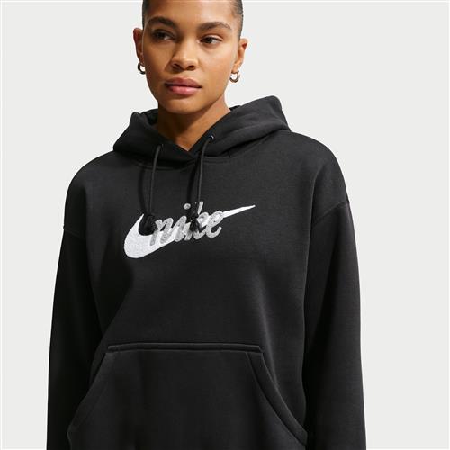 Oversized Nike Phoenix Fleece-logohættetrøje til kvinder - sort