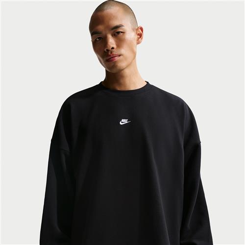 Nike Club oversized sweatshirt i french terry med rund hals til mænd - sort