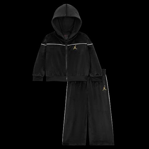 Todelt Jordan Mountainside-crewtrøjesæt i velour til babyer (12-24 M) - sort