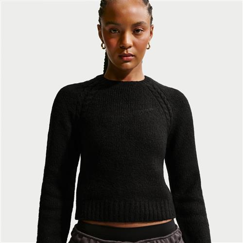 Langærmet Nike Chill Knit-sweater med slank pasform til kvinder - sort