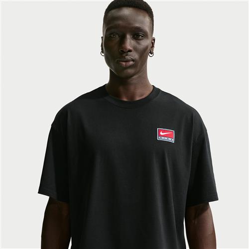 Maskinstrikket Nike Life-overdel med korte ærmer til mænd - sort