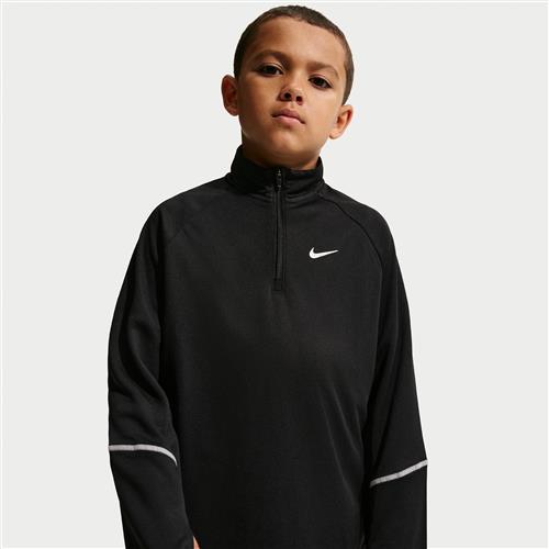 Nike Miler Dri-FIT-trøje med halv lynlås til større børn - sort