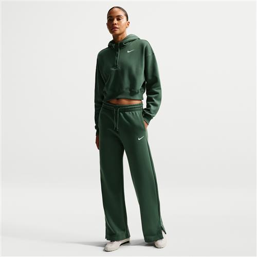 Højtaljede Nike Phoenix Fleece-bukser med brede ben til kvinder - grøn