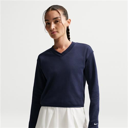 Langærmet Nike-golfoverdel med v-hals til kvinder - blå