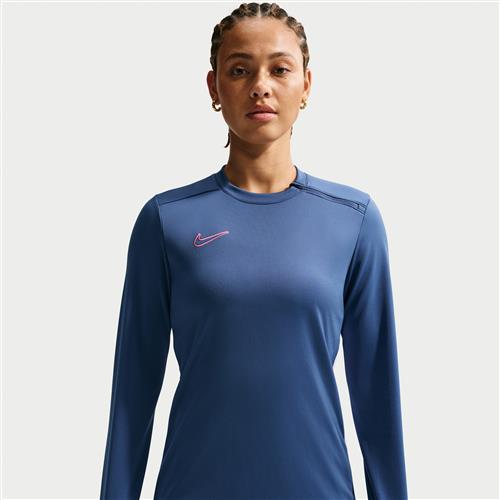 Langærmet Nike Academy Dri-FIT-fodboldtrøje med rund hals til kvinder - blå