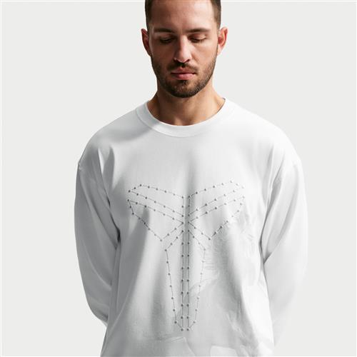 Langærmet Kobe Dri-FIT-basketball-T-shirt til mænd - hvid