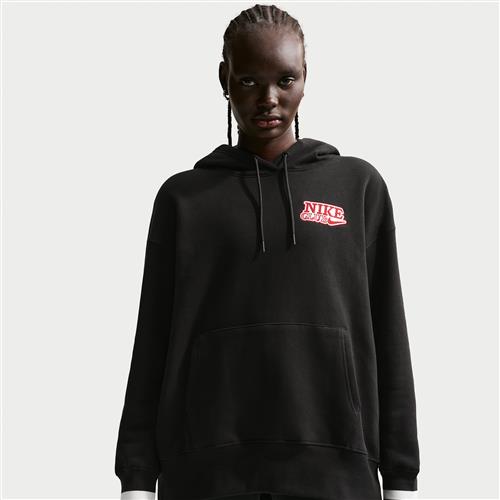 Oversized Nike Phoenix Fleece-hættetrøje til kvinder - sort