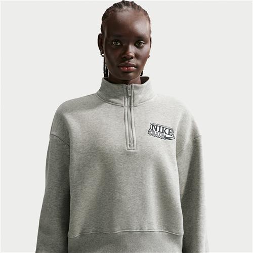 Oversized Nike -fleeceoverdel med 1/4 lynlås til kvinder - grå