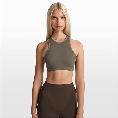 NikeSKIMS Ribbed Seamless Racerneck-bh til kvinder - brun