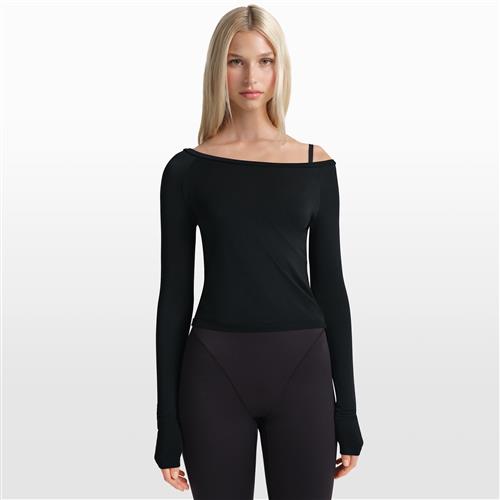 NikeSKIMS Stretch Knit off-shoulder top med lange ærmer til kvinder - sort
