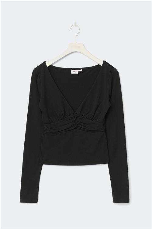 Gina Tricot - 14+ ruched top - Toppe - Sort - S - Dame