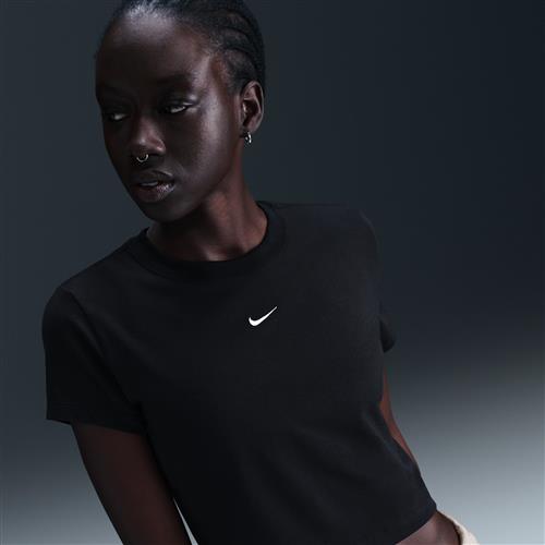 Kort, maskinstrikket Nike Chill-T-shirt til kvinder - sort