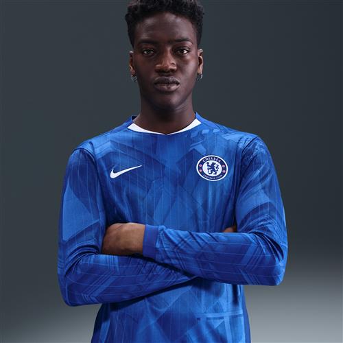 Langærmet Chelsea FC 2025/26 Stadium Home Nike Dri-FIT Replica-fodboldspillertrøje til mænd - blå