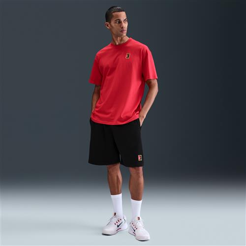NikeCourt Heritage Dri-FIT-tennisshorts i fleece til mænd - sort