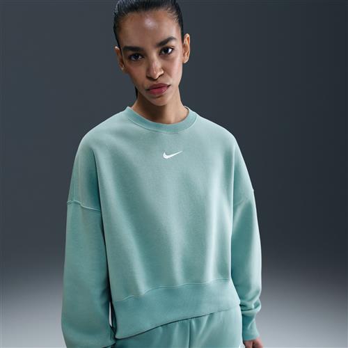 Oversized Nike Phoenix Fleece-sweatshirt med rund hals til kvinder - grøn