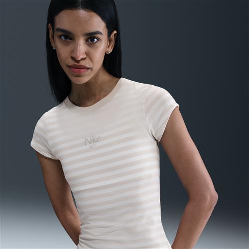 Tætsiddende Nike -T-shirt med striber til kvinder - brun