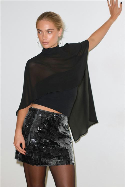 Gina Tricot - Sequin mini skirt - korte nederdele - Sort - S - Dame