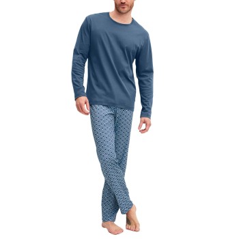 Calida Relax Streamline Long Pyjama Blå bomuld Large Herre