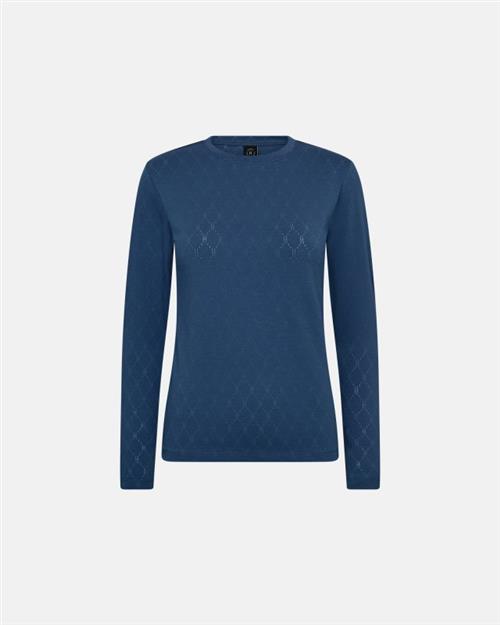 Langærmet t-shirt "Logo" | Bomuld | Blå m. burn-out effekt