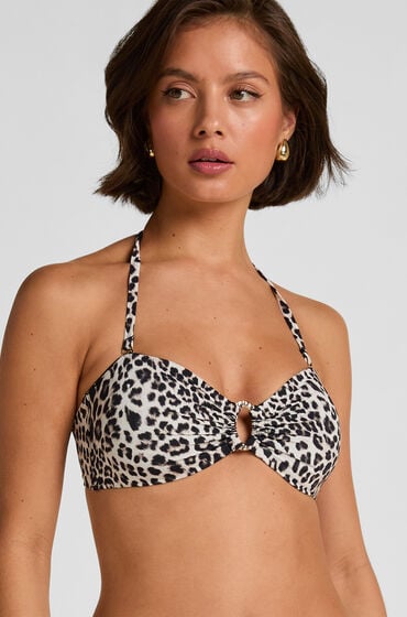 Hunkemöller Bandeau Bikini Top Leopard Sort
