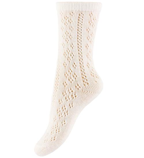Konges Sløjd Strømper - Bomuld/Uld - Off White m. Hulmønster