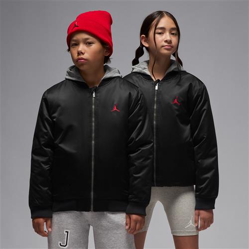 Jordan Big Logo-bomberjakke med hætte til større børn - sort