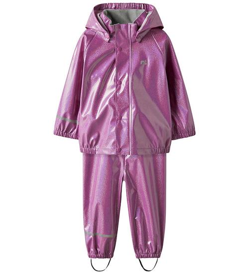 Name It Regntøj m. Seler - PU - NmfDry10 - Iris Orchid m. Glimme