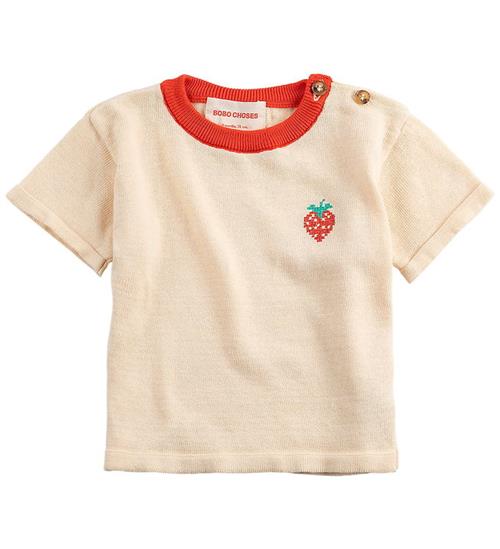 Bobo Choses T-shirt - Strik - Pixel Strawberry - Offwhite
