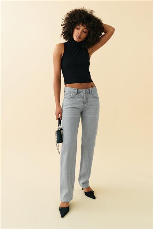 Gina Tricot - low straight jeans - Low waist jeans - Grå - 36 - Dame