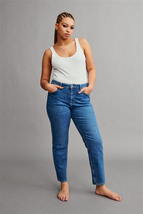 Gina Tricot - Straight stretch jeans - mid waist jeans - Blå - 42 - Dame