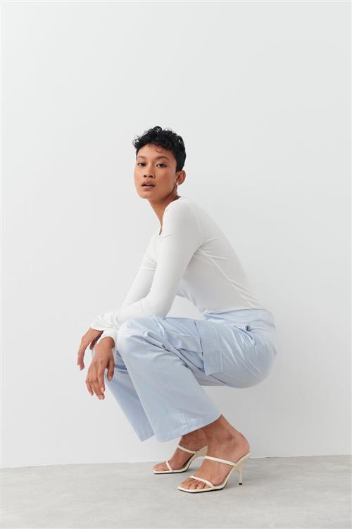 Gina Tricot - Shala cargo trousers - Cargobukser - Blå - L - Dame