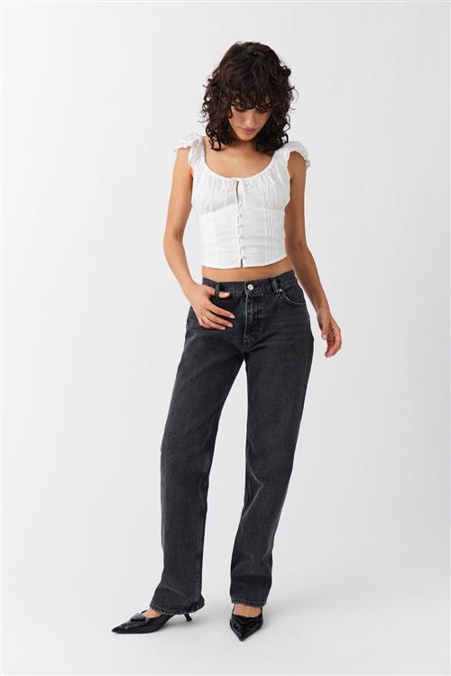 Gina Tricot - low straight jeans - Low waist jeans - Sort - 40 - Dame