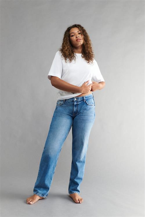 Gina Tricot - low straight jeans - Low waist jeans - Blå - 38 - Dame