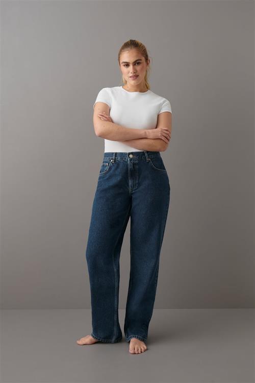 Gina Tricot - Boyfriend jeans - mid waist jeans - Blå - 34 - Dame