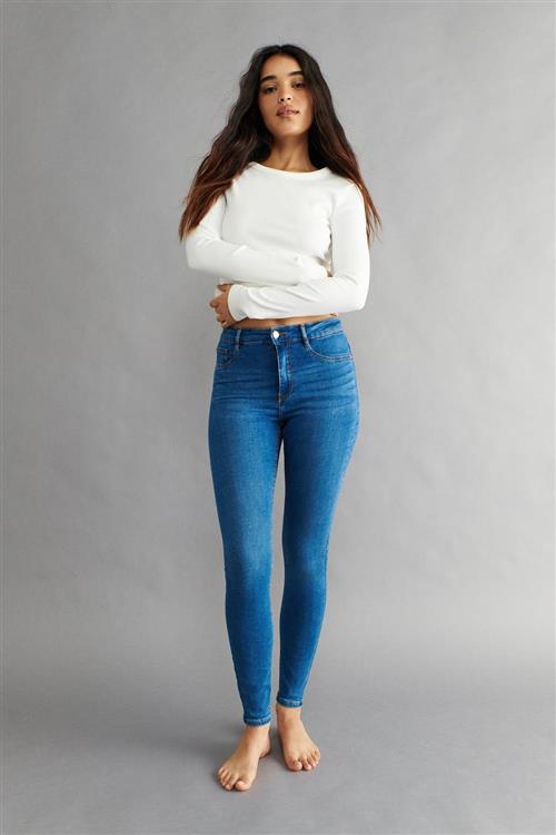 Gina Tricot - high waist jeans - Highwaist jeans - Blå - XS - Dame