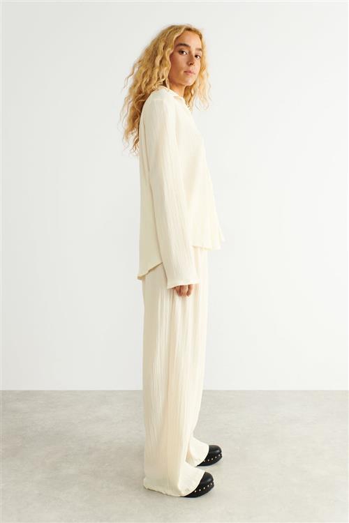 Gina Tricot - Pleated trousers - Vide bukser - Hvid - XXS - Dame