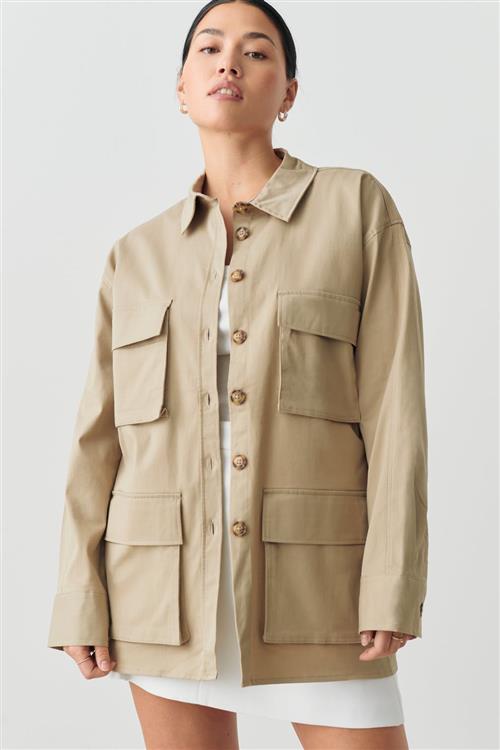 Gina Tricot - Cargo shirt - Skjorter - Beige - M - Dame