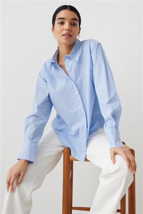 Gina Tricot - Poplin shirt - Skjorter - Blå - XS - Dame