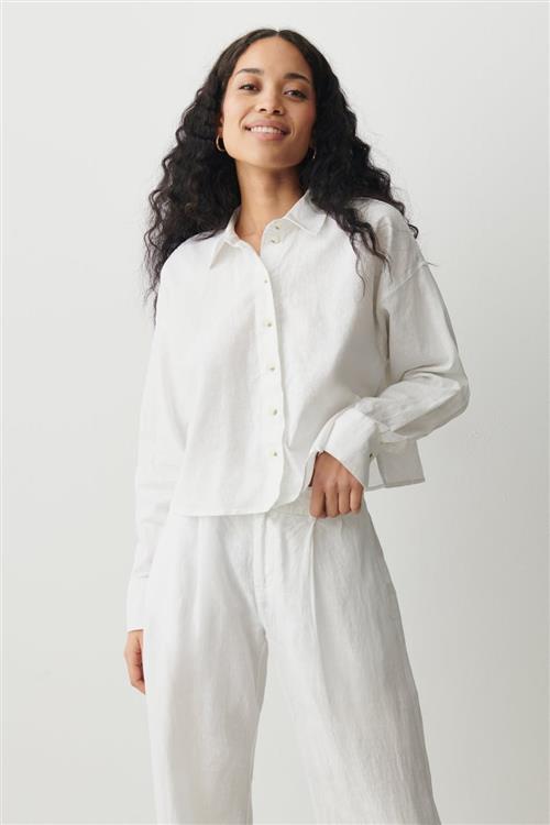 Gina Tricot - Magda linen blend shirt - Hørskjorter - Hvid - S - Dame