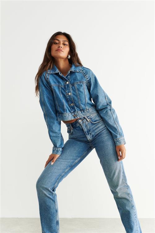 Gina Tricot - Bustier denim jacket - Denim jakker - Blå - M - Dame