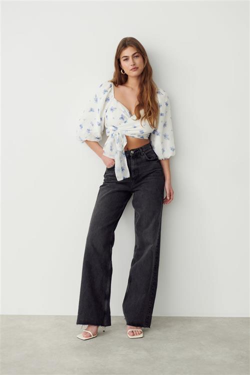 Gina Tricot - Henny wrap top - Toppe - Blå - XL - Dame